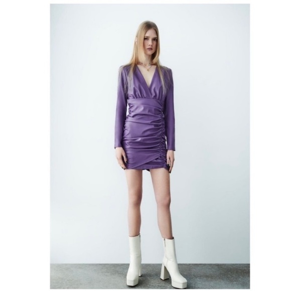 Zara vegan leather mini dress NEW - Picture 3 of 11